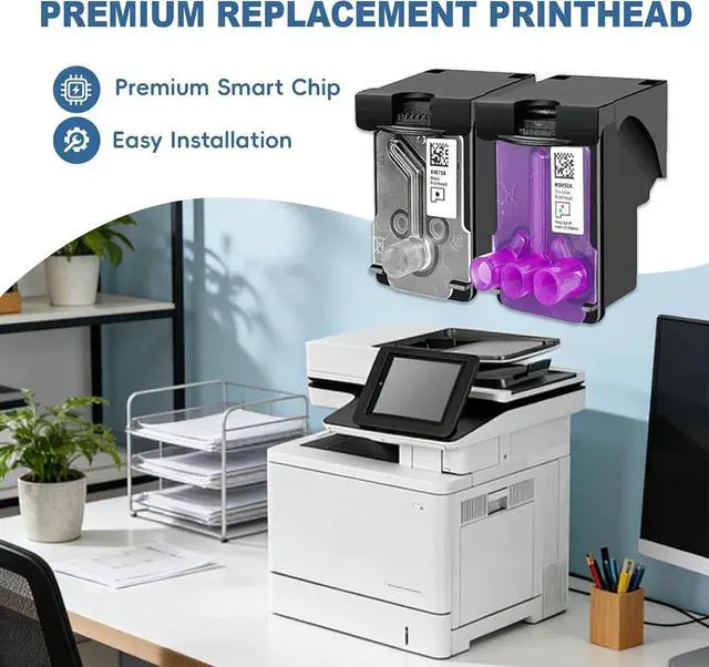 Alt view image 4 of 6 - Smart Tank Plus 651 Printhead X4E75A M0H50A Print Head Use for Smart Tank 500 510 530 610 Series Smart Tank Plus 550 570 650 Series (1 Black 1 Tri-Color)