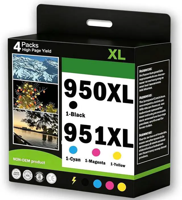 Main image of 950XL 951XL Ink Cartridges High Yield Use for OfficeJet Pro 8600 8610 8615 8620 8625 8630 8640 8660 8100 8110 Printers(4 Pack Black Cyan Magenta Yellow)