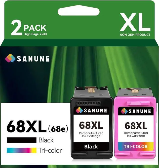 Main image of 68XL Ink Cartridge Replacement for HP 68 Ink Cartridges Black/Color Combo Pack 68e Ink for HP Envy 6110e 6120e 6122e 6130e 6132e 6133e 6520e 6530e 6531e 6532e 6552e 6555e 6558e Printer (2-Pack)