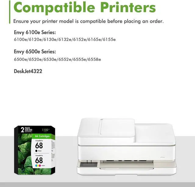 Alt view image 2 of 7 - 68 68XL Ink Cartridges Black/Color Combo Pack for HP Envy 6155e 6555e Ink