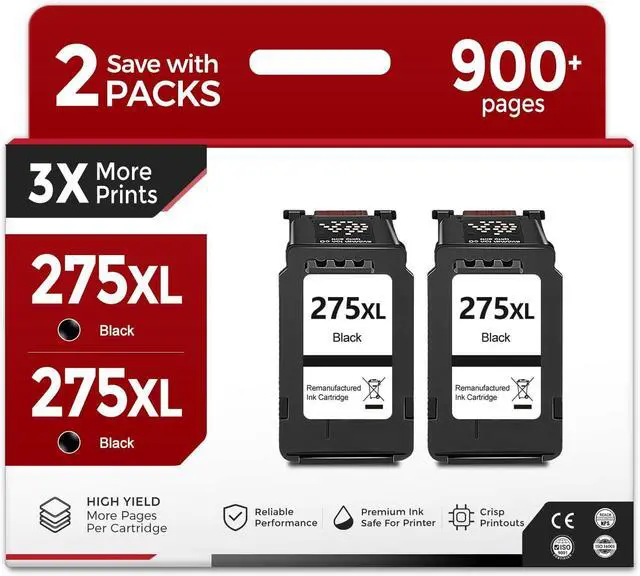 Main image of 275XL Black Ink Cartridges (2 Pack) Replacement for Canon PG 275 XL PG275XL PG275 Work with Cannon Pixma TS3522 TR4720 TS3500 TS3520 TR4700 TS3700 TS3720 TS3722 TR4722 TR4723 TR4725 Printer