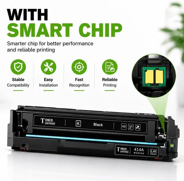 Alt view image 5 of 7 - 414A Color Toner Cartridges 4 Pack with Pre-Installed Chips, Replacement for HP 414A Toner Cartridges 4 Pack W2020A W2021A W2022A W2023A, Compatible with M479fdw M479fdn M479dw M454dw M454dn M480f