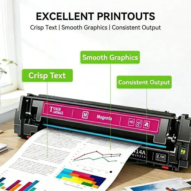 Alt view image 6 of 7 - 414A Color Toner Cartridges 4 Pack with Pre-Installed Chips, Replacement for HP 414A Toner Cartridges 4 Pack W2020A W2021A W2022A W2023A, Compatible with M479fdw M479fdn M479dw M454dw M454dn M480f