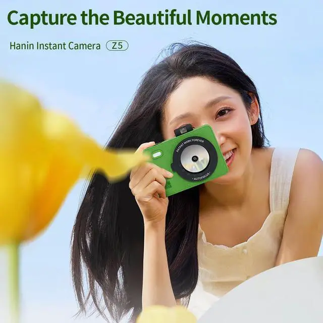 Alt view image 2 of 7 - Bisofice Z5 Portable Photo Printer Instant Camera 271 Dpi Resolution 5 Filters LED Flash Light 5000K-6000K Color Temperature Pop-up Viewfinder with 10 Sheets Photo Paper (Green)