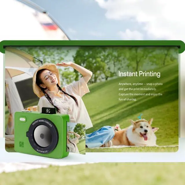 Alt view image 5 of 7 - Bisofice Z5 Portable Photo Printer Instant Camera 271 Dpi Resolution 5 Filters LED Flash Light 5000K-6000K Color Temperature Pop-up Viewfinder with 10 Sheets Photo Paper (Green)