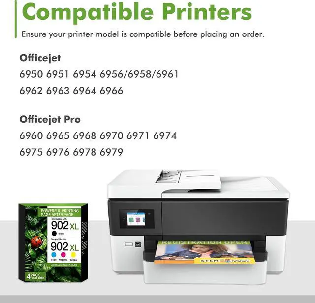 Alt view image 2 of 6 - 902XL 902 Ink Cartridges for HP Printers 6978 6968 Ink Cartridges 4-Pack