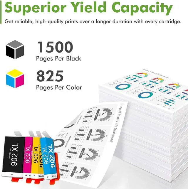 Alt view image 3 of 6 - 902XL 902 Ink Cartridges for HP Printers 6978 6968 Ink Cartridges 4-Pack
