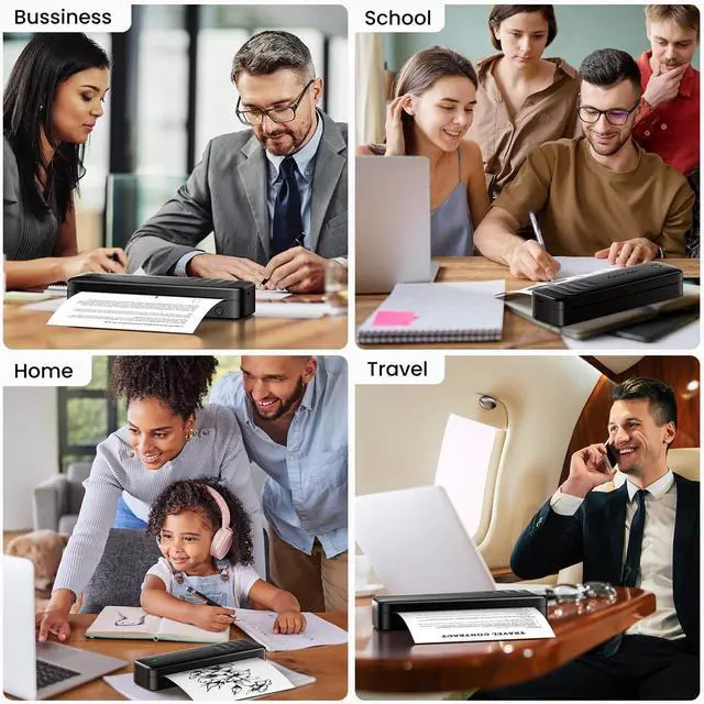 Alt view image 6 of 6 - TATTMUSE Inkless Portable Printer for Travel, Wireless Thermal Printer Support 8.5" X 11" Letter & A4 Thermal Paper, Small Mobile Compact Printer with Carry Case & 4 Rolls Thermal Paper