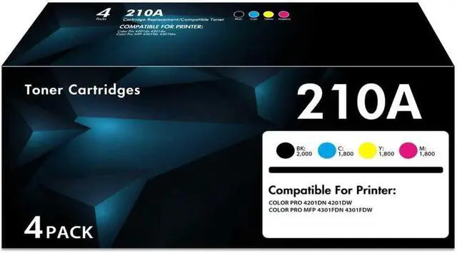 Alt view image 7 of 7 - 210A Toner Cartridges 4-Pack Compatible for HP MFP 4301fdw 210X with Chip