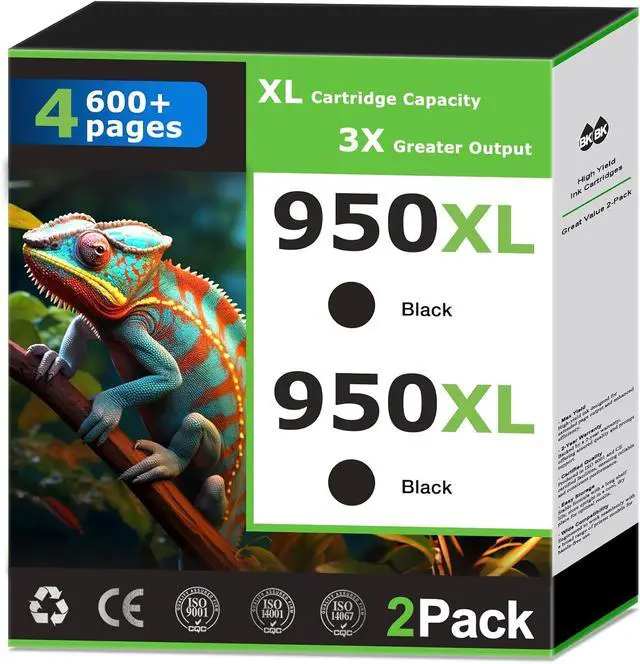 Main image of 950XL Black Ink Cartridges Compatible for HP 950 Black Ink Cartridges Combo Pack Work with HP Printer OfficeJet Pro 8600 8610 8620 8100 8630 8625 8640 8660 8110 251dw 271dw 276dw Printer Ink (2 Pack)