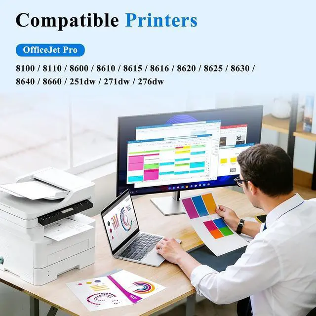 Alt view image 2 of 7 - 950XL 951XL Ink Cartridges Compatible for HP 950 951 Ink Cartridges Combo Pack Work with HP Printer OfficeJet Pro 8600 8610 8620 8100 8630 8625 Printer 950 Black 951 Color Cyan Magenta Yellow(4 Pack)