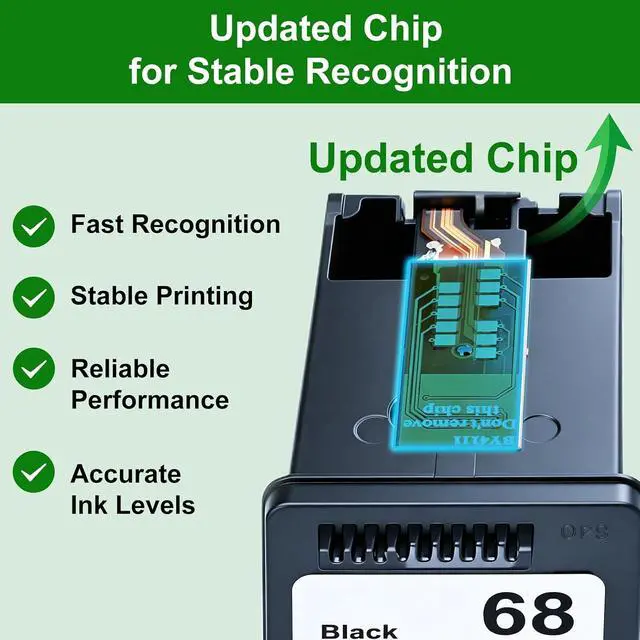 Alt view image 4 of 7 - Remanufactured 68 68XL 68e Replacement for HP 68 Ink Cartridges Combo Pack