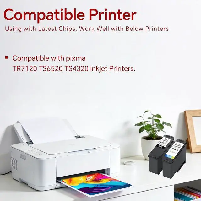 Alt view image 2 of 7 - PG-295 XXL CL-286 XXL TS6520 Ink Cartridges Black Color Replacement for Canon 295 286 PG-295XL CL-286XL for Canon Pixma ts4320 Ink Compatible with Pixma TR7120, TS6520, TS4320, High Yield ( 2 Pack )