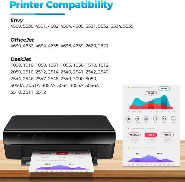 Alt view image 2 of 7 - 61XL 61 Ink Cartridges for HP Printers Envy 4500 5530 Compatible for HP Ink 61XL HP61 61 XL Black and Color Combo Pack for Officejet 4630 4635 Envy 4502 5535 Deskjet 1000 1510 2050 2510 2540, 2-Pack