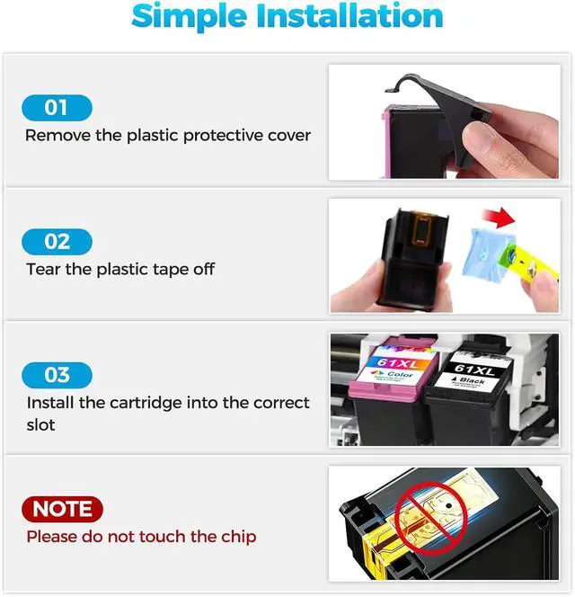 Alt view image 7 of 7 - 61XL 61 Ink Cartridges for HP Printers Envy 4500 5530 Compatible for HP Ink 61XL HP61 61 XL Black and Color Combo Pack for Officejet 4630 4635 Envy 4502 5535 Deskjet 1000 1510 2050 2510 2540, 2-Pack