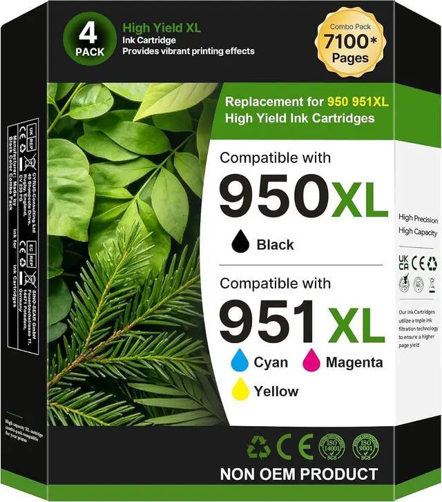 Main image of 950XL 951XL Ink for HP 950 951 Ink Cartridges Combo Pack 4-Pack C2P01FN
