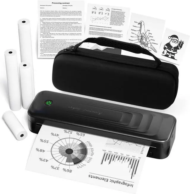 Main image of Portable Printers Wireless for Travel, Wireless Bluetooth Inkless Thermal Printer For 8.5" X 11" Letter & A4 Thermal Paper, Compact Printer for Phone Laptop, with Carry Case & 4 Rolls Thermal Paper