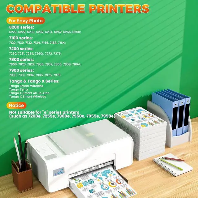Alt view image 2 of 7 - 64XL Ink Cartridge Combo Pack Black/Color 2 Pack Compatible for HP 64XL 64