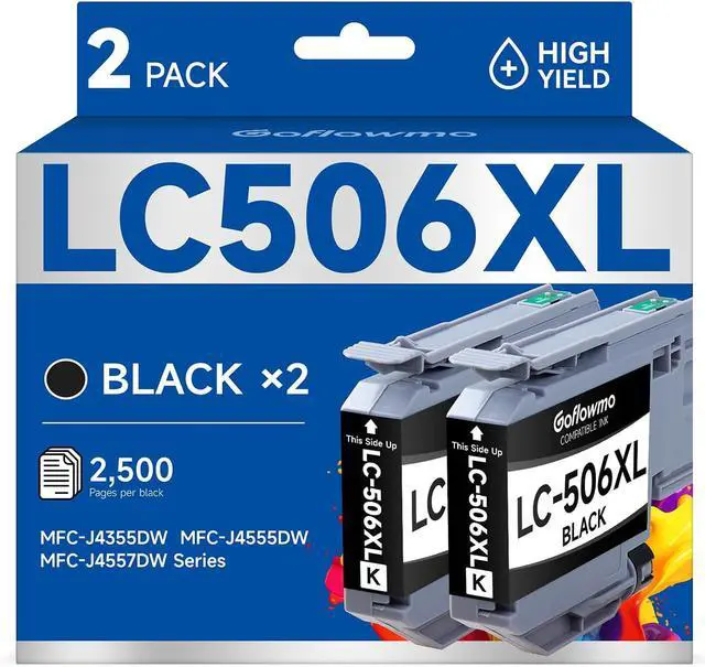 Main image of LC506XL Black Ink Cartridges Compatible for Brother Printer MFC-J4355DW 2PK