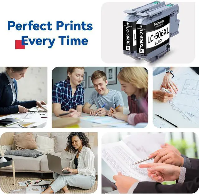 Alt view image 6 of 6 - LC506XL Black Ink Cartridges Compatible for Brother Printer MFC-J4355DW 2PK