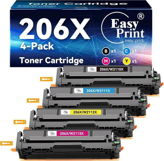 Main image of 206X Toner Compatible for HP 206X Toner Cartridges 4 Pack High Yield 206A Works with HP Color LaserJet Pro MFP M283fdw M283cdw M283fdn M282nw M255dw M255nw M283 M282 M255