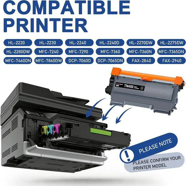 Alt view image 2 of 6 - TN450 Black Toner Cartridge High Yield 2-Pack Replacement for Brother TN450