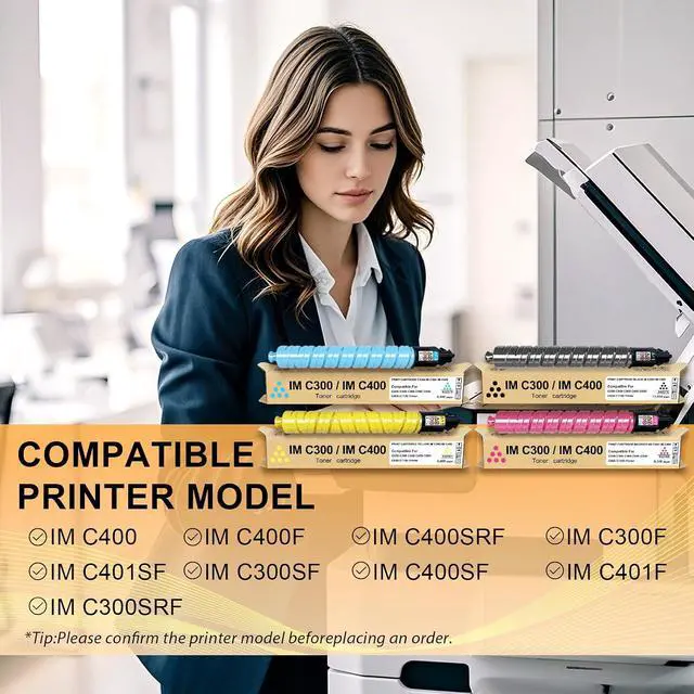 Alt view image 2 of 5 - IM C300 IM C400 Toner Cartridge IMC300 IMC400 4-Pack 842378 842379 842380 842381 Compatible for Ricoh IM C300F IM C300SRF IM C300SF IM C400SRF IM C400F IM C400SF IM C401F C401SF(BMCY)