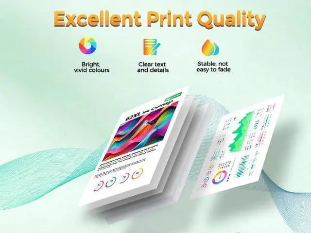 Alt view image 5 of 7 - 62XL High-Yield Ink Cartridges Black and Color Compatible for HP 62 62XL Ink Cartridge Combo Pack for Envy 5540, 5640, 5660, 7640, Office Jet 5740, 8040, 200, 250 (1 Black, 1 Tri-Color, 2-Pack)