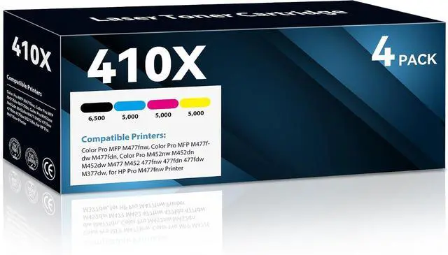 Main image of 410X Toner Cartridges 4 Pack Compatible with HP 410X 410A CF410X Toner