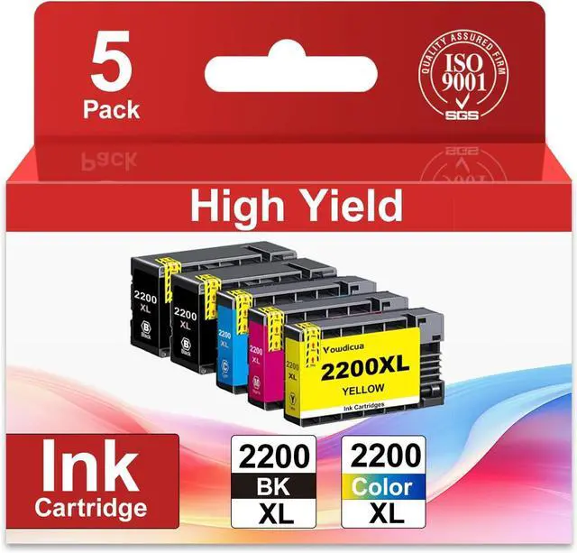 Main image of PGI-2200XL Ink Cartridges 5-Pack Compatible PGI 2200XL 2200 Ink Replacement for Canon 2200XL Ink Cartridge with Maxify 2200 MB5320 IB4120 IB4020 MB5020 MB5420 MB5120 Printer (2BK, 1C, 1M, 1Y)