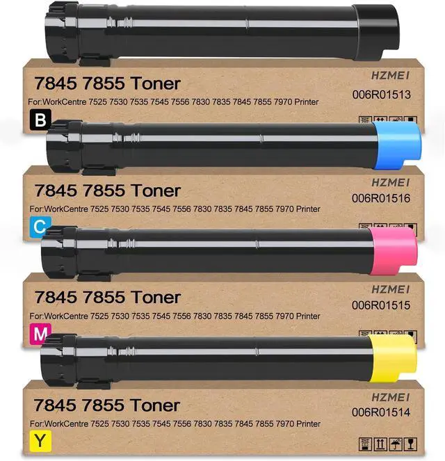 Main image of High Yield 7845 7855 Toner Cartridge 4-Pack Replacement for Xerox WorkCentre 7525 7530 7535 7545 7556 7830 7835 7845 7855 7970 Printers Compatible with 006R01513 006R01514 006R01515 006R01516