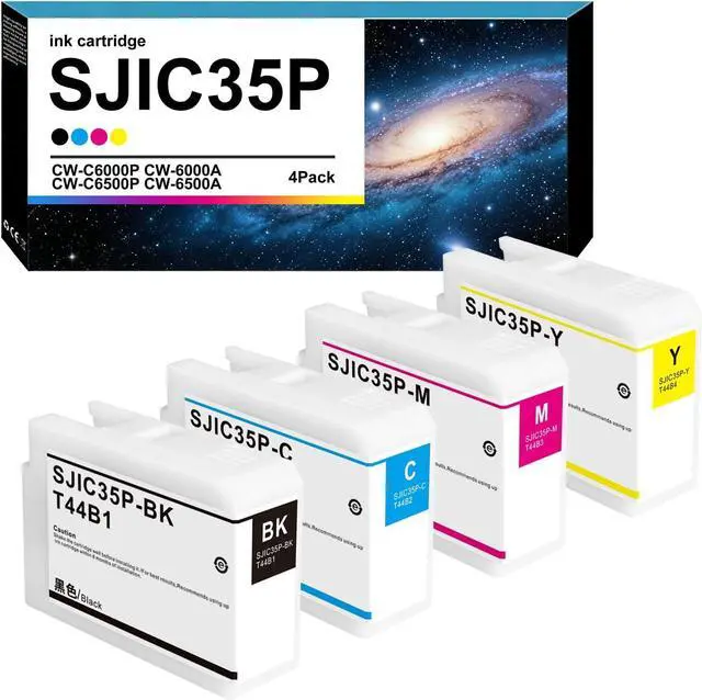 Main image of SJIC35P Ink Cartridge Remanufactured T44B1 T44B2 T44B3 T44B4 Ink Cartridge Replacement for ColorWorks CW-C6000P CW-C6500A CW-C6500P CW-C6000A Label Printer