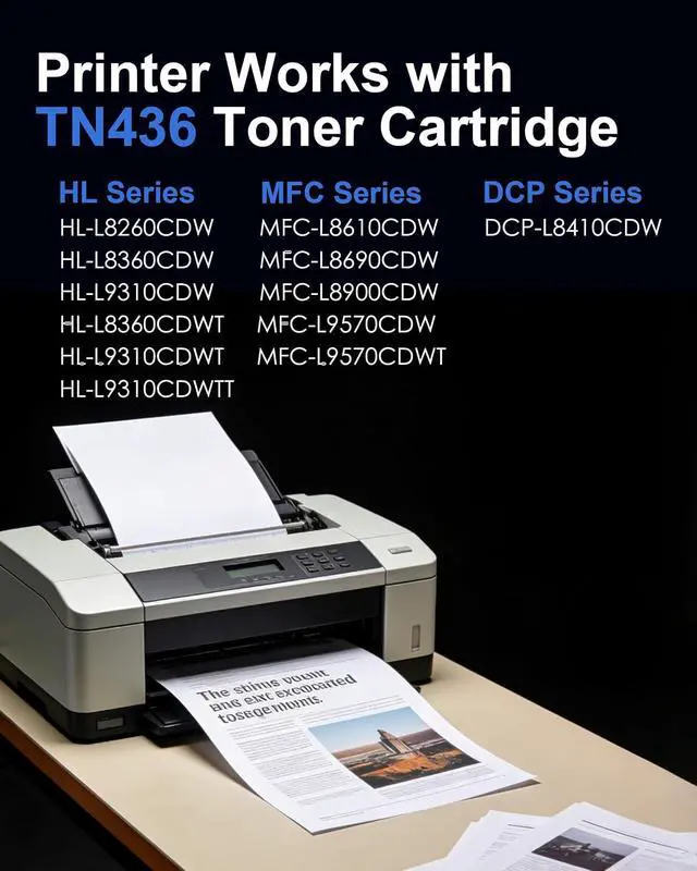 Alt view image 2 of 7 - TN436 TN-436 Toner Cartridge 4 Pack Replacement for Brother TN436 TN 436 TN433 TN431 HL-L8360CDW HL-L8260CDW MFC-L8690CDW MFC-L8610CDW Printer Black Cyan Magenta Yellow (Black Cyan Magenta Yellow)
