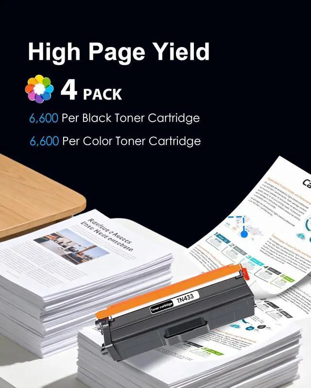 Alt view image 3 of 7 - TN436 TN-436 Toner Cartridge 4 Pack Replacement for Brother TN436 TN 436 TN433 TN431 HL-L8360CDW HL-L8260CDW MFC-L8690CDW MFC-L8610CDW Printer Black Cyan Magenta Yellow (Black Cyan Magenta Yellow)