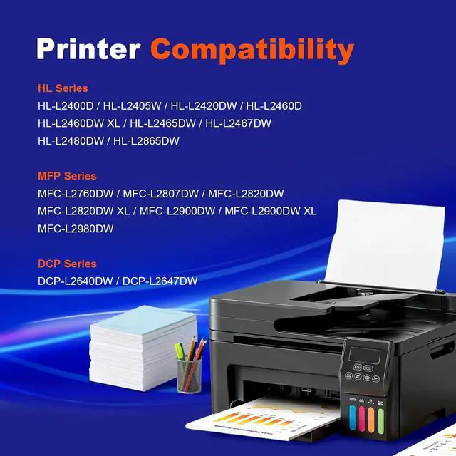 Alt view image 2 of 7 - TN830XL TN830 Toner Compatible for Brother TN830XL Toner for Brother Printer Work with Brother HL-L2460dw HL-L2405W HL-L2400D HL-L2480DW MFC-L2820DW XL MFC-L2900DW DCP-L2640DW