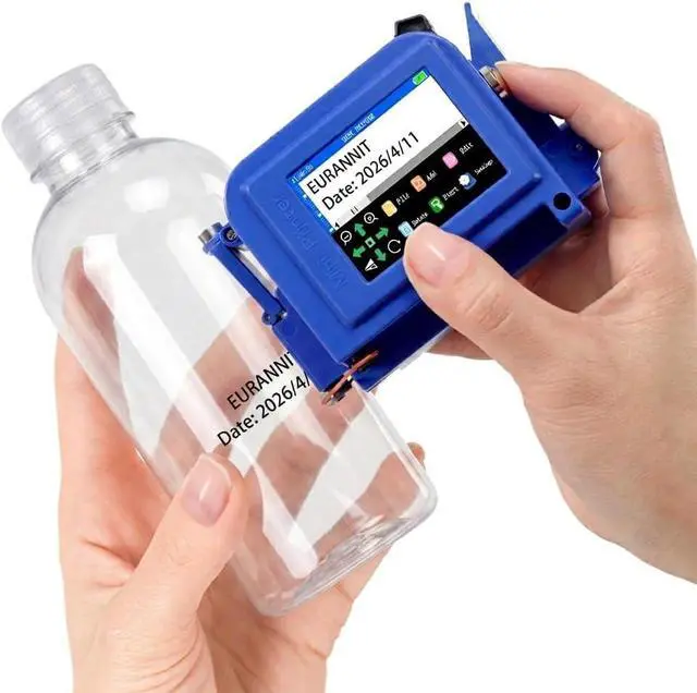 Main image of E11 Mini Handheld Inkjet Printer with External Conveyor Wheel & Nozzle Cap - 0.5" Print Height for Bottles, Curved & Flat Surfaces, Portable for Text, Date, QR Code, Includes ER520 Ink