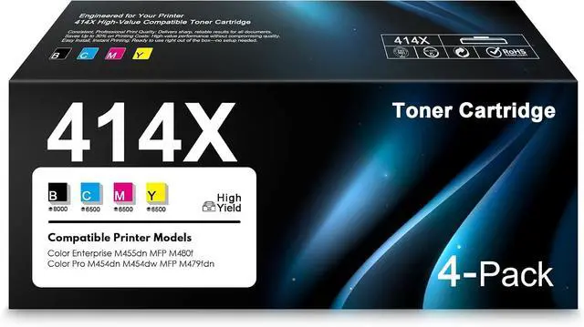 Main image of 414X 414A High Yield Toner Cartridges with Chip 4-Pack (BK,C,M,Y)