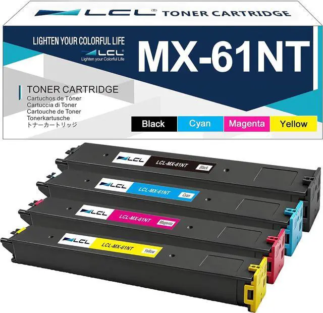Main image of MX-61NT MX61NT Compatible Toner Cartridge 4-Pack Replacement for Sharp MX3071 MX3070N MX3051 MX3050 MX2651 MX3570N MX2630 MX3550N Printer, MX-61NT-BA MX-61NT-CA MX-61NT-MA MX-61NT-YA Toner Cartridge