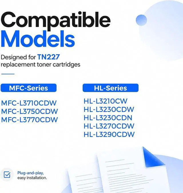 Alt view image 2 of 7 - TN227 Toner Cartridges 4 Pack Replacement for Brother TN227 TN-227 TN223