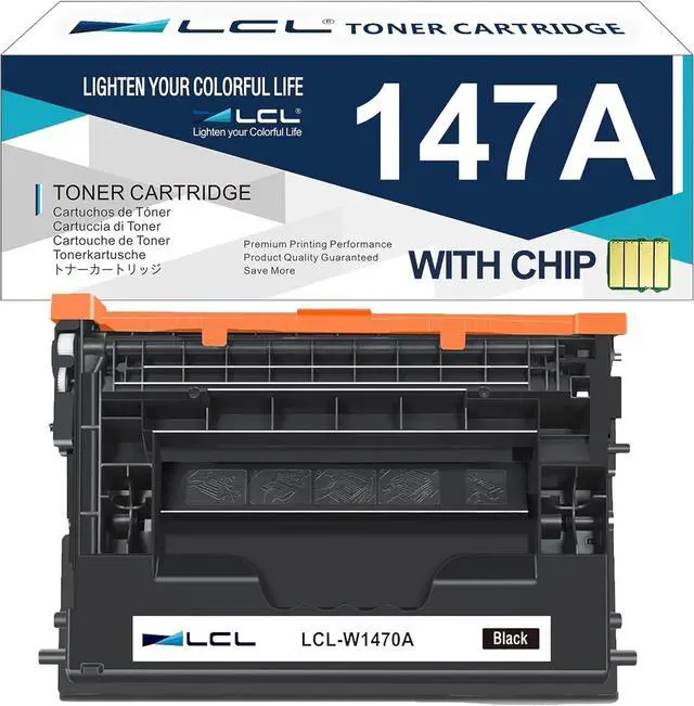 Main image of LCL 147A Black Toner Cartridge with Chip Replacement for HP 147A W1470A Toner Cartridges for HP Laser Jet Enterprise Flow MFP M634h M635z M636z M610n M611dn M612dn M611x M635h M634z Printer (1-Pack)