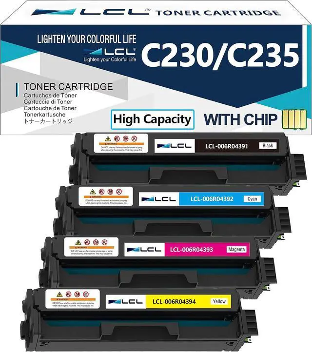 Main image of LCL C235 C230 High Capacity Toner Cartridge (with Chip) Replacement for Xerox 006R04391 006R04392 006R04393 006R04394 Toner for Xerox C235 C235DNI C235/DNI C230 C230DNI C230/DNI Color Printer (KCMY)
