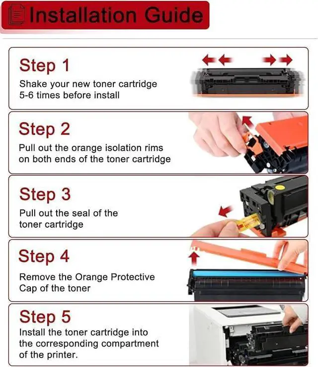 Alt view image 7 of 7 - 118 Toner Cartridge Set (2 Black, 1 Cyan, 1 Magenta, 1 Yellow) - Replacement for Canon CRG118 Toner, Compatible with imageCLASS MF8580Cdw MF8380Cdw MF8350Cdn MF726Cdw LBP7660Cdn Printers