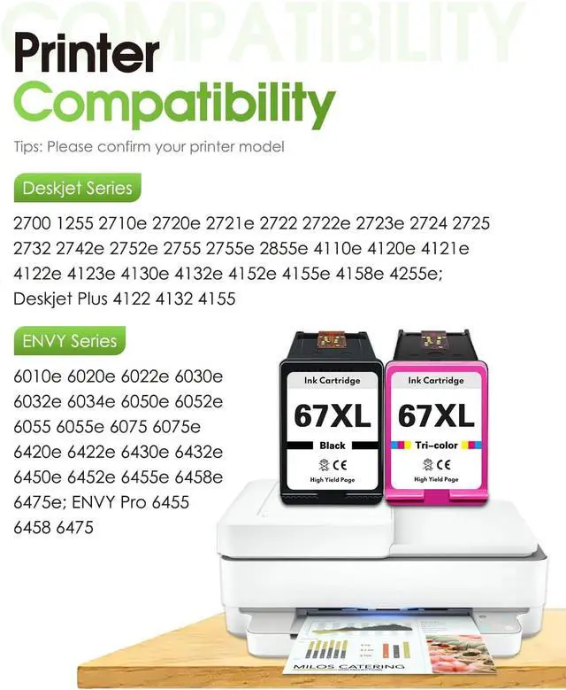 Alt view image 2 of 7 - 67XL Ink Cartridges Black Color Combo Pack Replacement for HP 67 67xl Ink