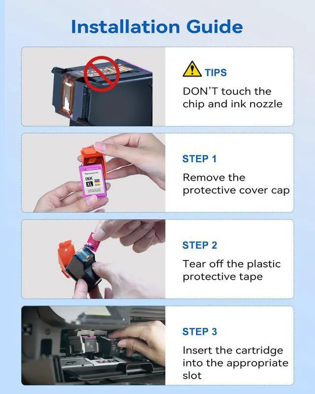Alt view image 7 of 7 - 68XL Ink Replacement for HP 68 Ink Cartridges Black/Color Combo Pack