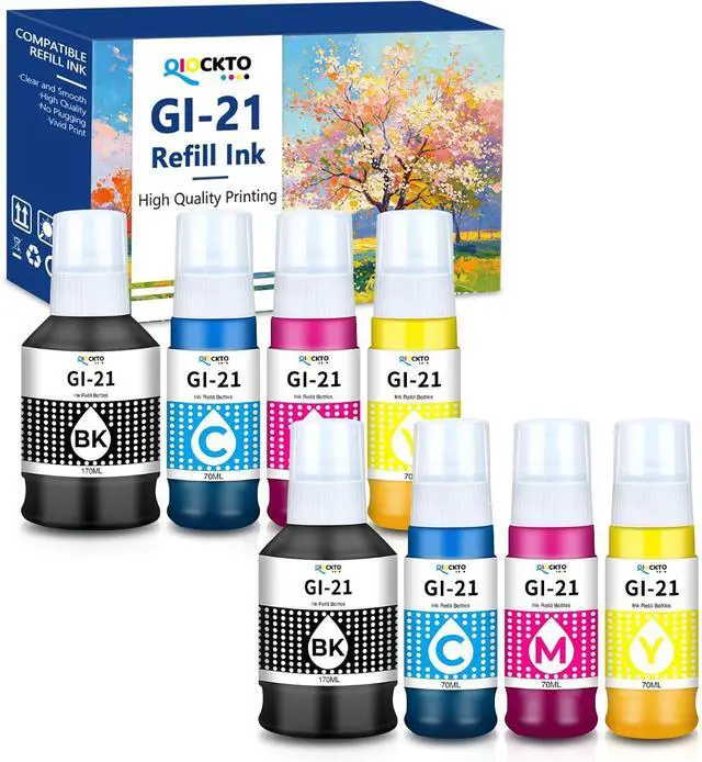 Main image of 8 Pack GI-21 G3270 G3290 Ink Compatible with Canon GI21 Ink Refill Bottles