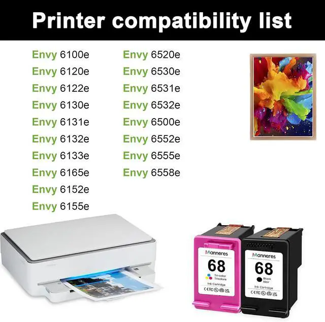 Alt view image 2 of 7 - 68 Ink Cartridge 2-Pack Combo Pack (Black/Tri-Color) for Envy 6555e 6155e