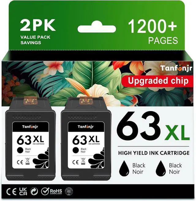 Main image of 63XLInk Cartridges Replacement for HP Ink 63XL 63 Word for DeskJet 1112 2130 3630 Envy 4510 4520 OfficeJet 3830 4650 Serie High Yield (2-Pack,2 Black)