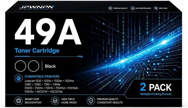 Main image of 49A/53A High-Yield Toner Cartridges 2-Pack (Black) with Chip