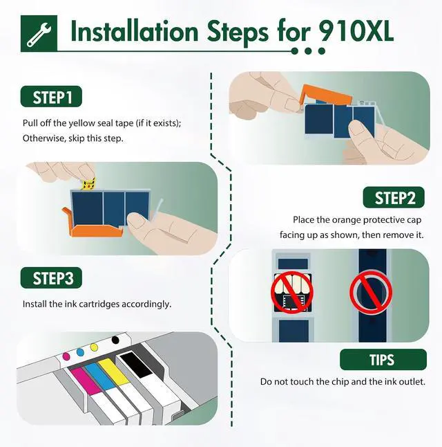 Alt view image 4 of 7 - 910XL Ink Cartridge Combo Pack Compatible for HP 910 910XL Ink