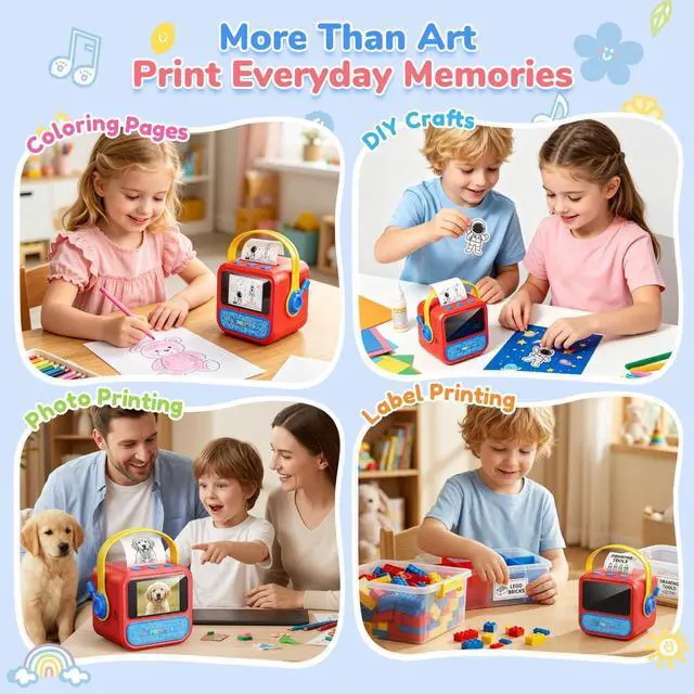 Alt view image 5 of 7 - AI Printer Smart Voice-Activated Mini Printer with App, 6 Rolls Paper, 6 AI Art Styles
